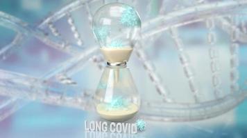 The virus and sand clock on sci background  for long covid concept 3d rendering photo