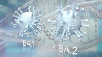 el virus omicron tipo ba 1 y ba 2 para ciencia o concepto médico representación 3d foto