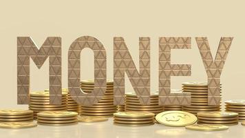 The gold money text and coins for business concept  3d rendering photo