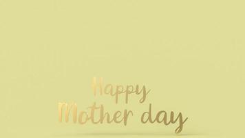 The gold  text happy mother day on yellow background  for Mother day concept 3d rendering photo