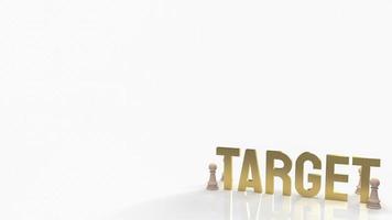 The gold target word and chess on white background for business concept 3d rendering photo