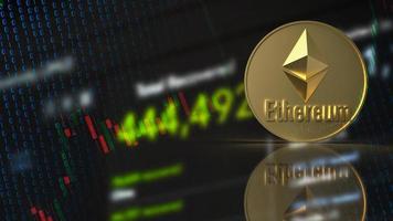 ethereum coin for  cryptocurrency concept 3d rendering. photo