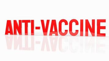 The Anti vaccine red text on white background  for medical and health concept 3d rendering photo
