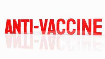 The Anti vaccine red text on white background  for medical and health concept 3d rendering photo