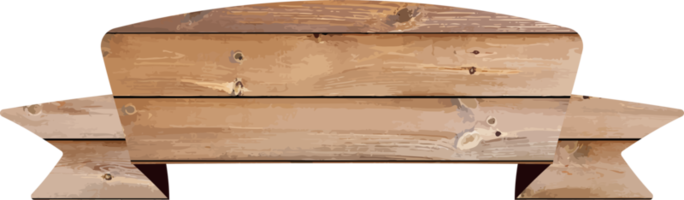 cartoon bruin houten bord en linten. png