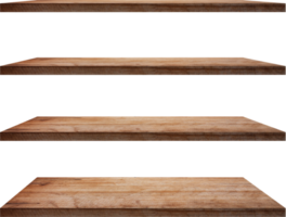 collection of wooden shelves on an isolated white background, Objects with Clipping Paths for design work png