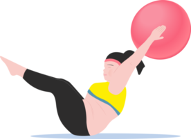dikke vrouwen cardio bal oefeningen en fitness training. concept voor gewichtsverlies van vetverbranding png