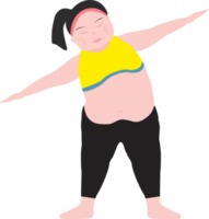 Fette Frauen Cardio-Übungen und Fitnesstraining. konzept zur gewichtsabnahme der fettverbrennung png