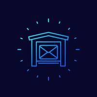 icono de línea de almacén de correo para web vector