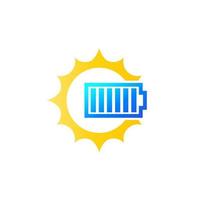 icono de vector de energía solar, sol y batería