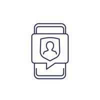 user privacy and mobile security line icon vector