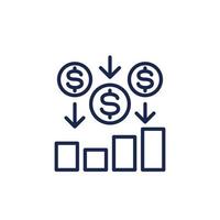 Passive income, earnings line icon vector