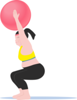 Cardio-Ball-Übungen und Fitnesstraining für dicke Frauen. konzept zur gewichtsabnahme der fettverbrennung png