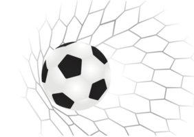 Soccer ball on goal with net png