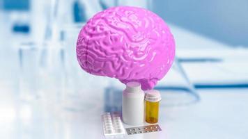 The brain and drug  for sci or medical concept 3d rendering photo