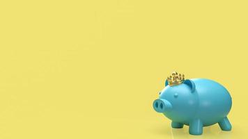 The blue piggy bank and crown for saving or business concept 3d rendering photo