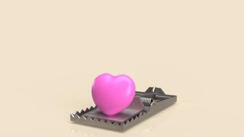 pink heart  on trap for abstract concept 3d rendering photo