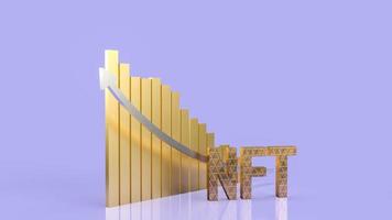 The  gold nft text and  chart  for  cryptocurrency or business concept 3d rendering photo