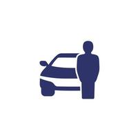driver and car icon on white vector