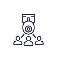 cctv camera and users icon, line vector