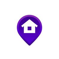 home, house and pin marker vector icon