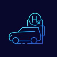 hydrogen car and charging station line vector icon