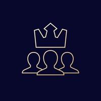 VIP members line icon with crown vector