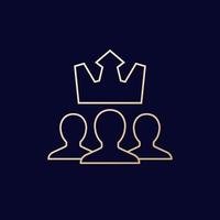 VIP members line icon with crown vector