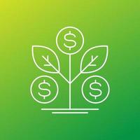 Passive income and growing money thin line icon vector
