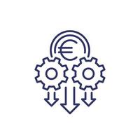 cash flow, money management line icon with euro vector