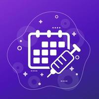 Immunization schedule or vaccine plan icon with calendar vector