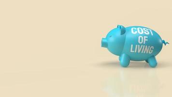 blue piggy bank for cost of living concept 3d rendering photo