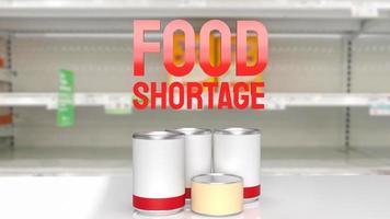 The food shortage red text on empty shelf image 3d rendering photo