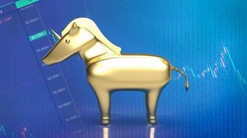 gold unicorn on business background  3d rendering photo