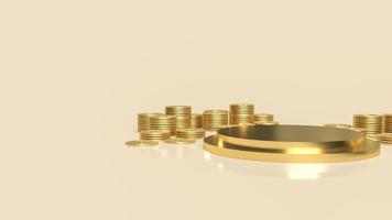 The gold podium and coins for presentation  3d rendering photo
