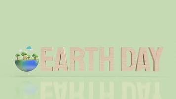The earth day wood text  for holiday or eco content 3d rendering photo