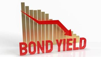 The bond yield red word and chart arrow down background for business content 3d rendering photo