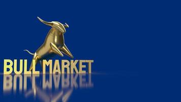 gold bull and word bull market for business concept 3d rendering. photo