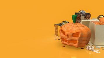 pumpkin jack and gift boxes for Halloween  concept 3d rendering photo