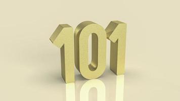 101 gold number for beginner concept 3d rendering photo