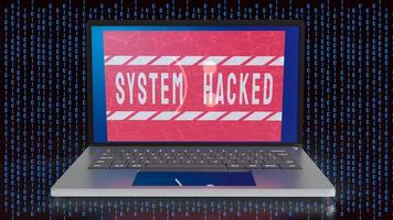 The laptop  on digital background for system hacked for technology concept 3d rendering photo