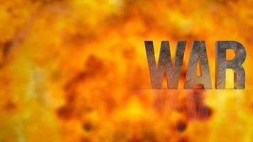 el texto de metal de guerra en la representación 3d de fondo de bomba de fuego foto
