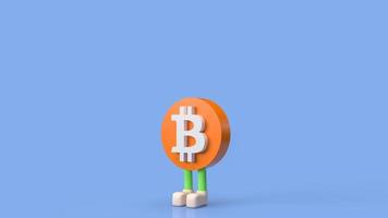 The bitcoin symbol character on blue background for business or technology concept 3d rendering photo