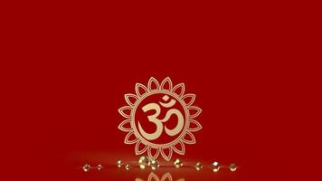 The ohm gold on red background  3d rendering photo