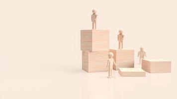 wood cube and figure for abstract or business concept 3d rendering photo