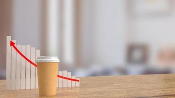 coffee cup and chart  on table   in cafe for hot drink concept 3d rendering photo