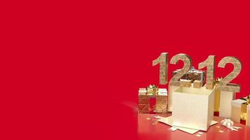 The gold number 12.12  and gift boxes for sale promotion concept 3d rendering photo