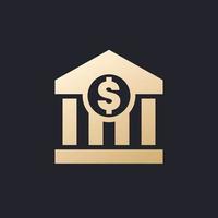 bank building icon on dark vector