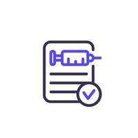 vaccine check, vaccinated line icon vector