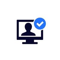 icono de seminario web con una marca de verificación vector